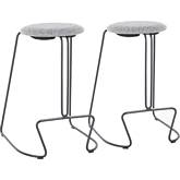 Finn 26" Counter Stool in Charcoal Grey Fabric & Black Steel (Set of 2)